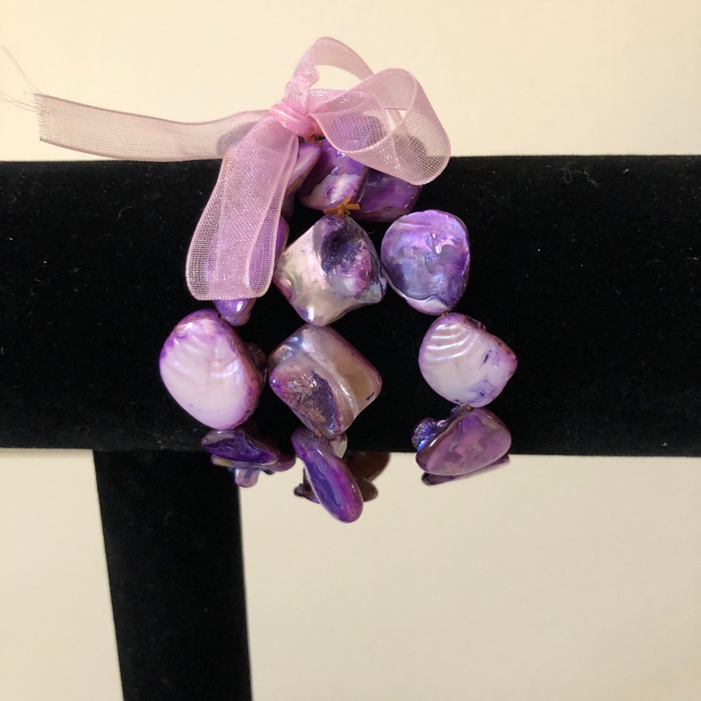 🐚 Set of 3 Purple Shell Bracelets